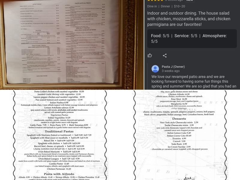 Pasta J Menu