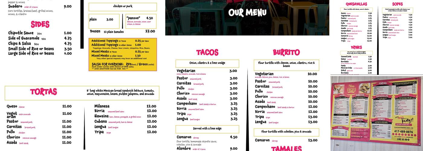 I Love Tacos TAQUERIA Menu