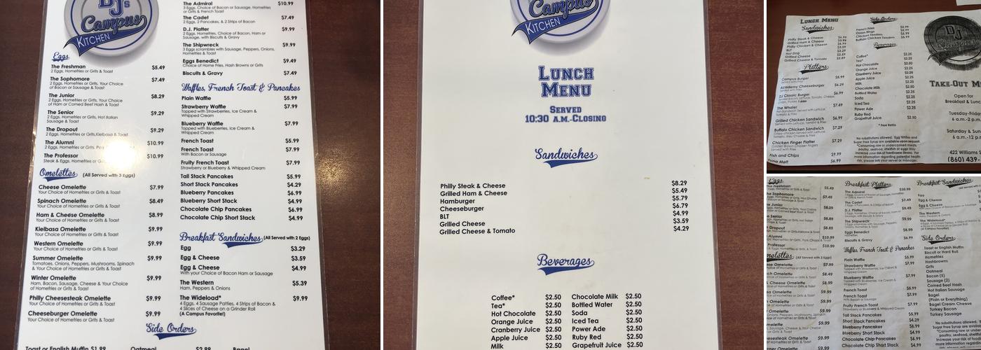 D J's Campus Kitchen LLC Menu
