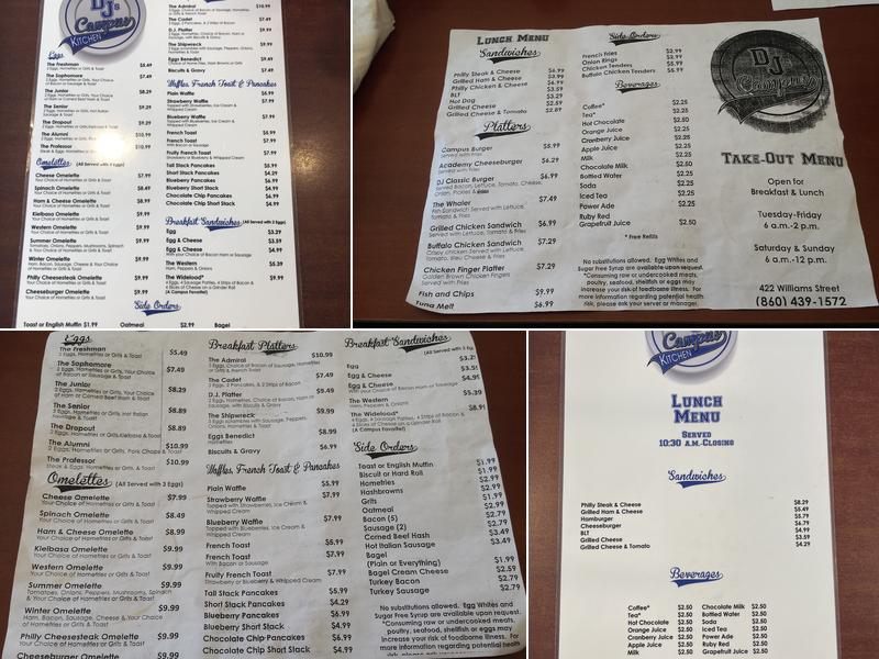 D J's Campus Kitchen LLC Menu