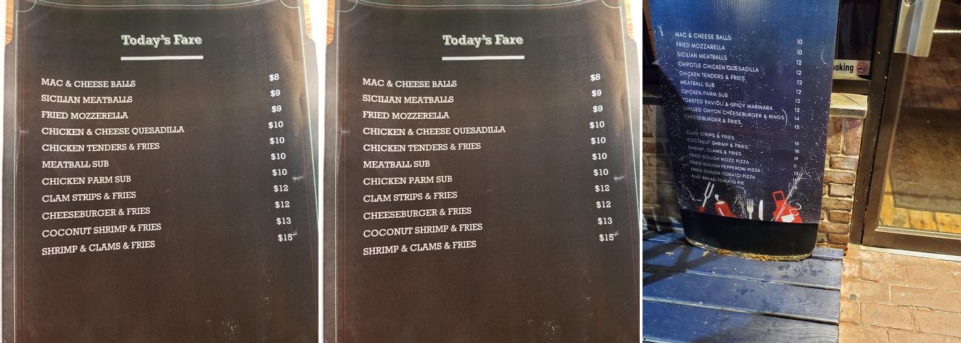 Dockside Resort Bar Menu