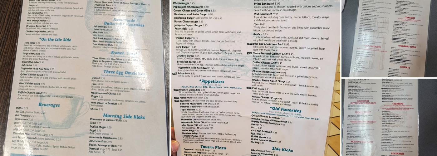Wilbert Cafe & El Toro Lounge Menu