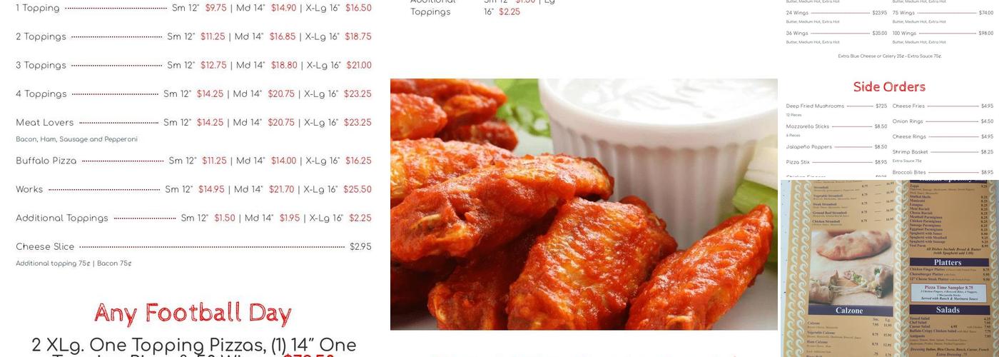 Pizza Time Dover Menu