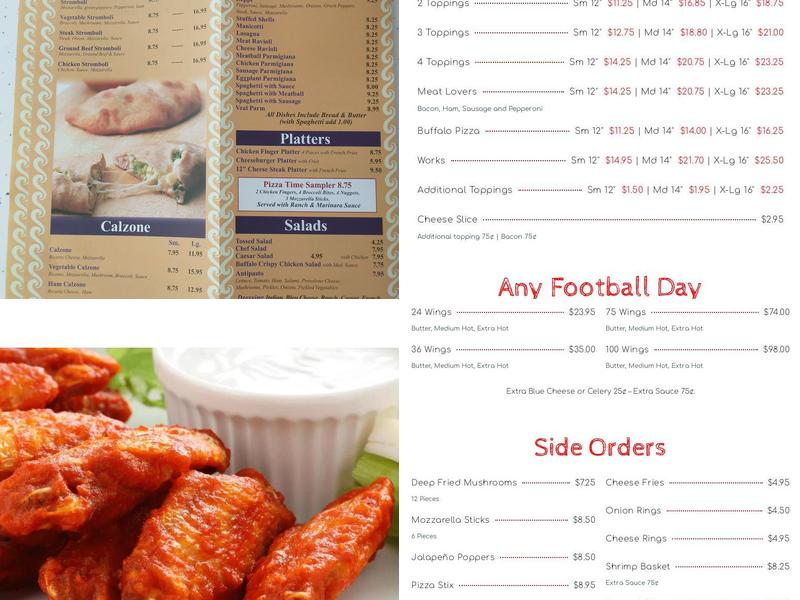 Pizza Time Dover Menu