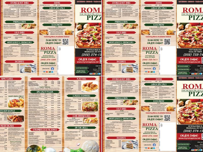 Roma Pizza Menu