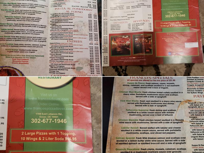 Franco's Pizza & Pasta Menu