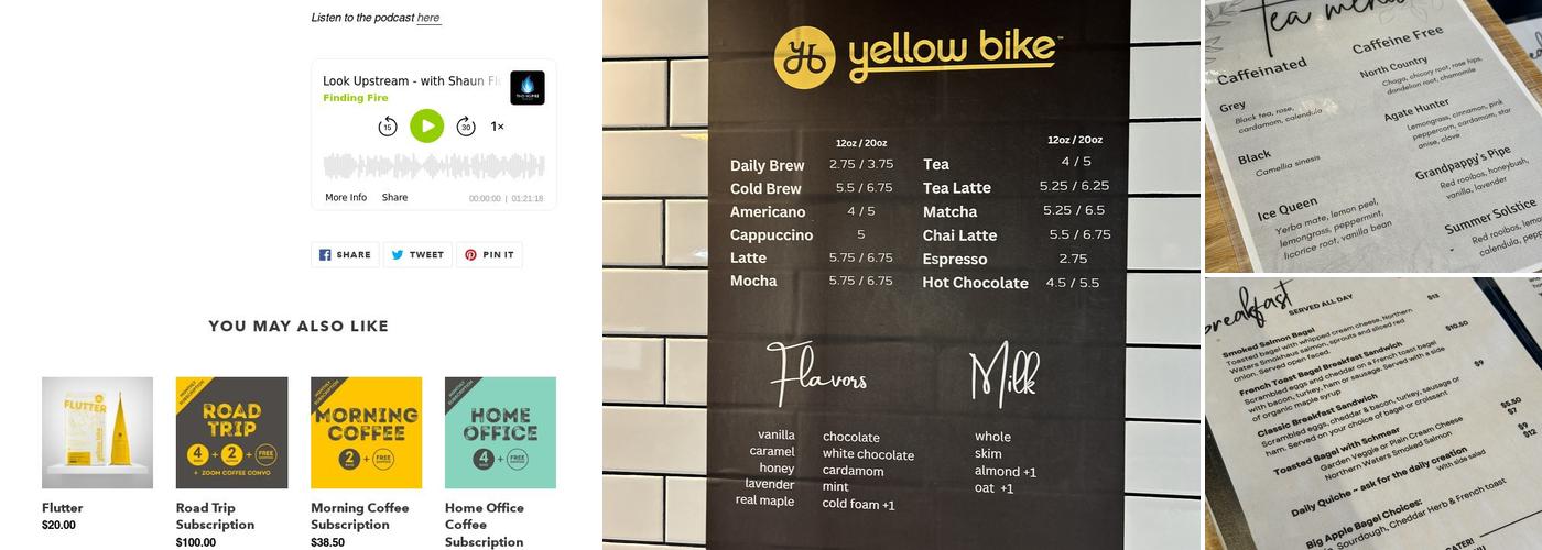 Yellow Bike Coffee Menu