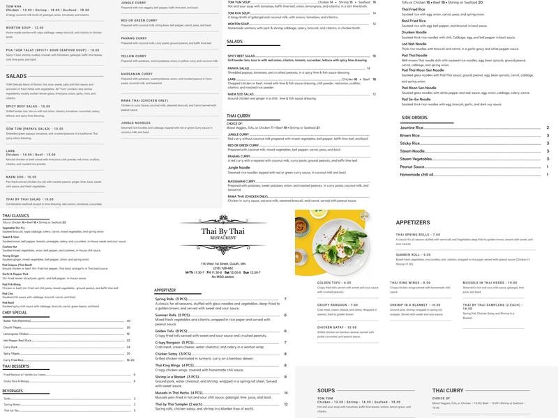 Thai by Thai Menu