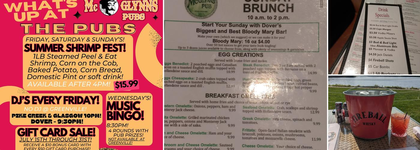 McGlynns Pub - Dover Menu