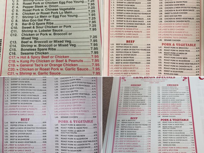 China Star Menu