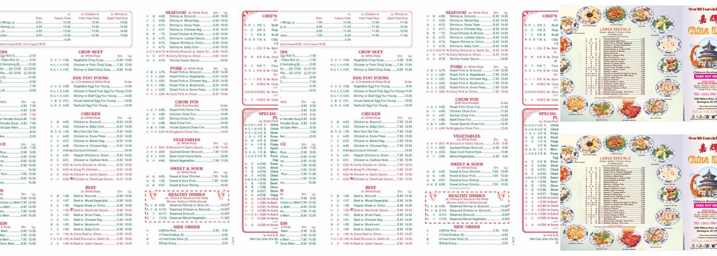 China King Menu