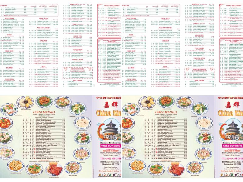 China King Menu