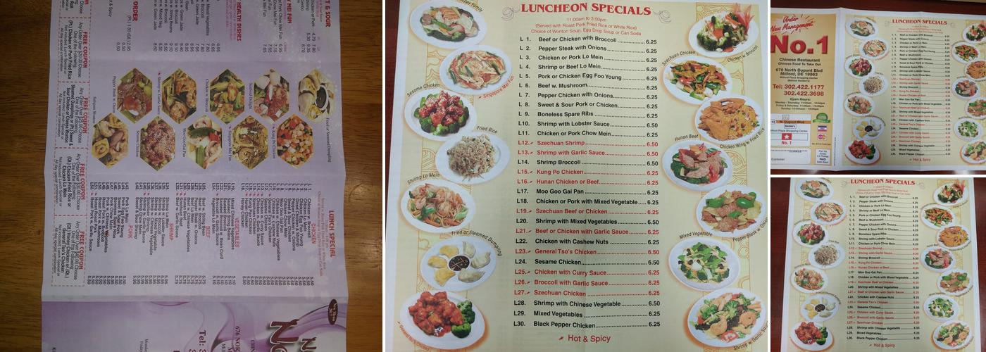 Number One Chinese Restaurant Menu