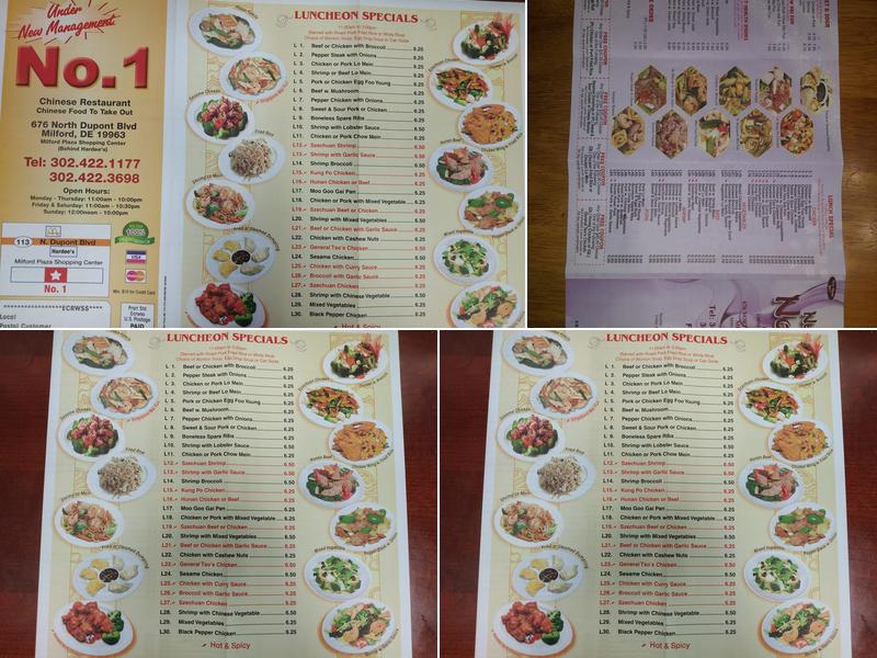 Number One Chinese Restaurant Menu