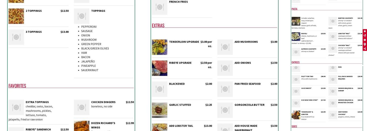 Richard's Restaurant & Bar Menu