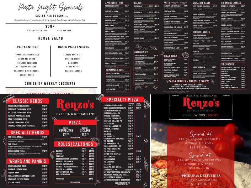 Renzo's Pizzeria & Restaurant Menu
