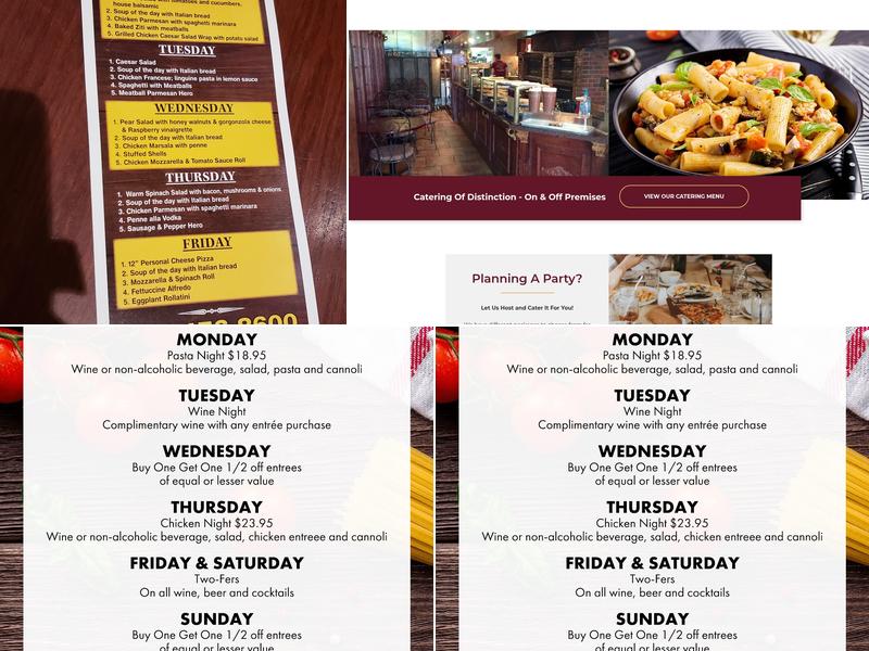 Setauket Pastaria Menu