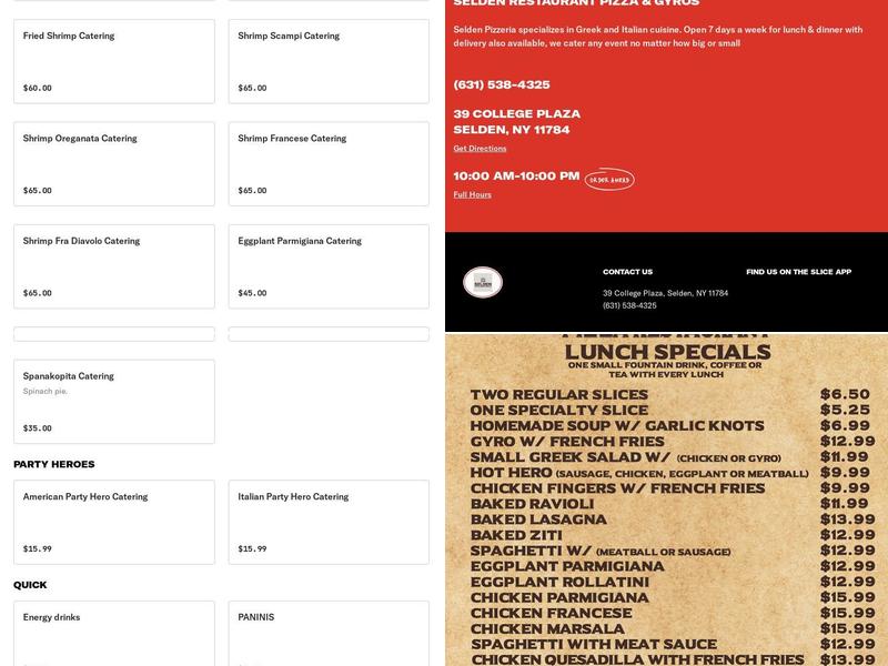 Selden Restaurant Pizza & Gyros Menu