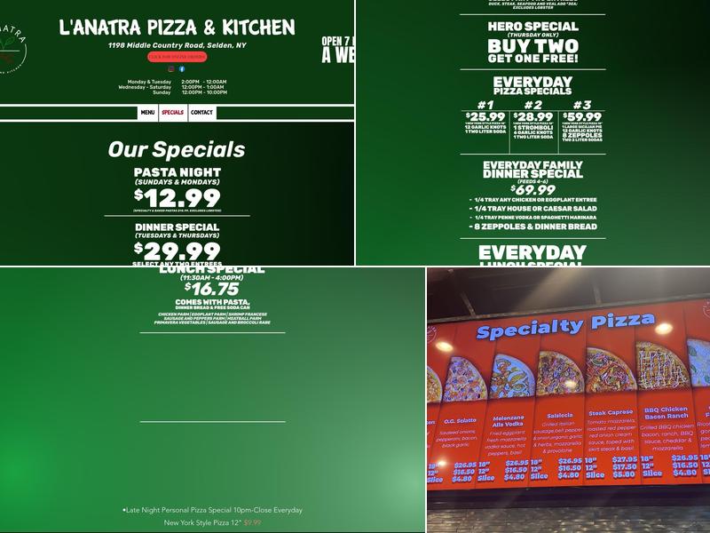 L'anatra Pizza and Kitchen Menu