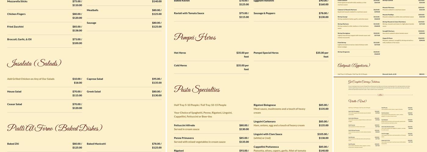 Pompei Pizza Restaurant Menu