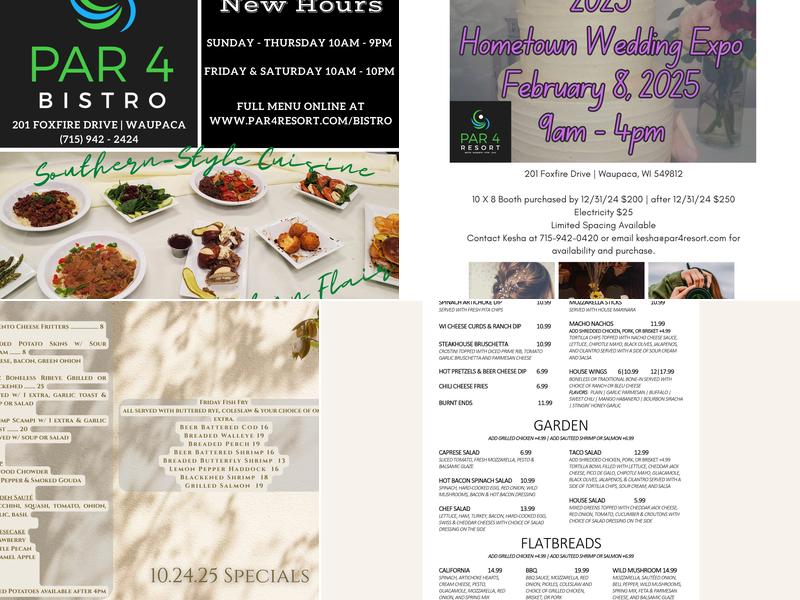 Par4 Bistro at Par4 Resort Menu