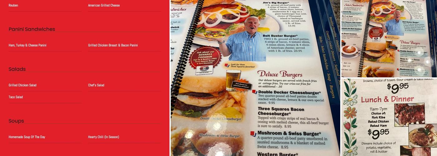 Three Squares Restaurant Menu