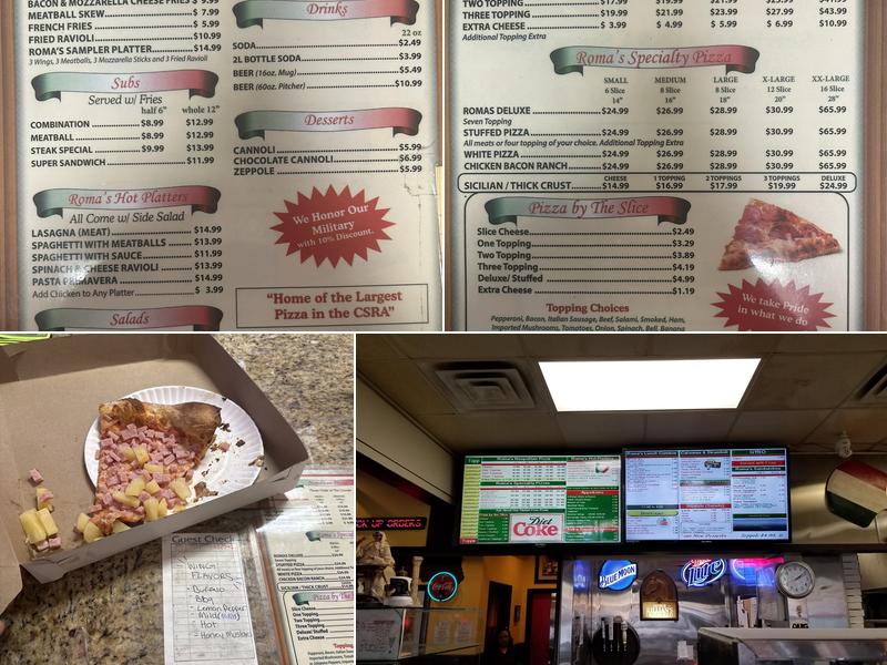 Roma's Pizza Menu