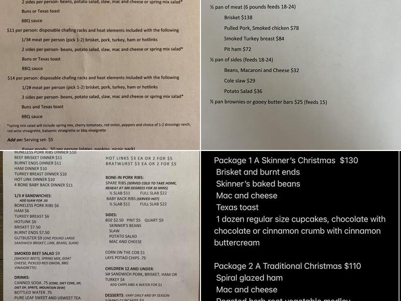 Skinners Ribs & BBQ Menu