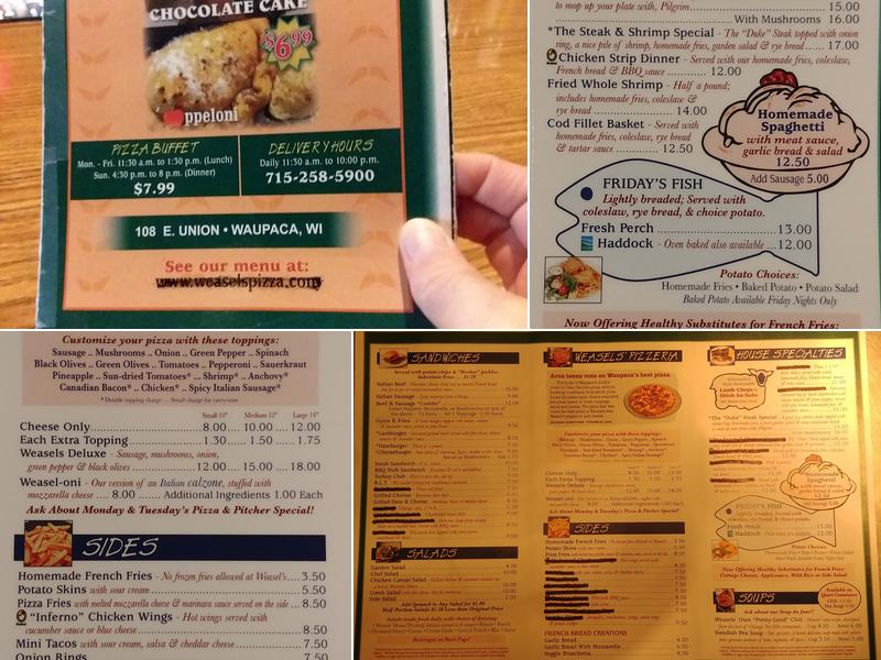 Weasels Menu