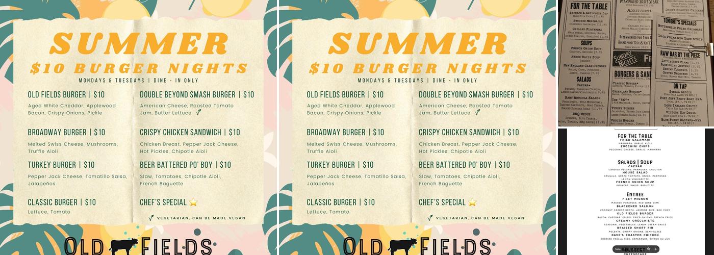 Old Fields Restaurant Port Jefferson Menu