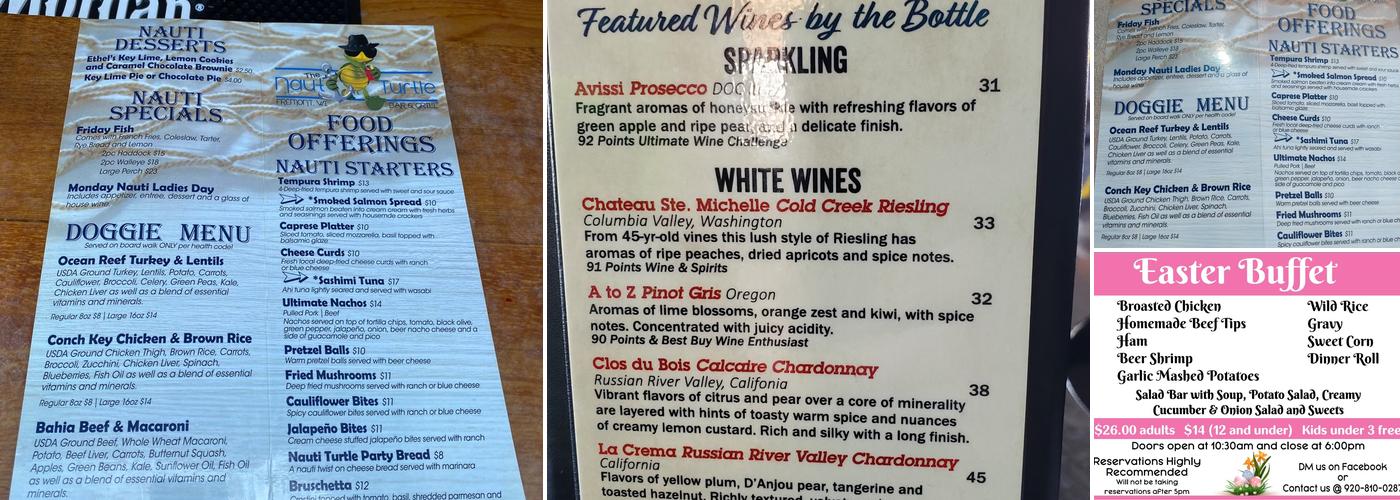 The Nauti Turtle Menu