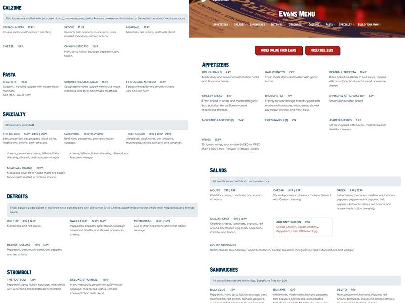 The Pizza Joint Menu