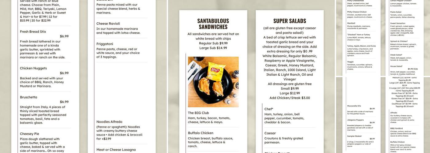 Pizza Central Menu