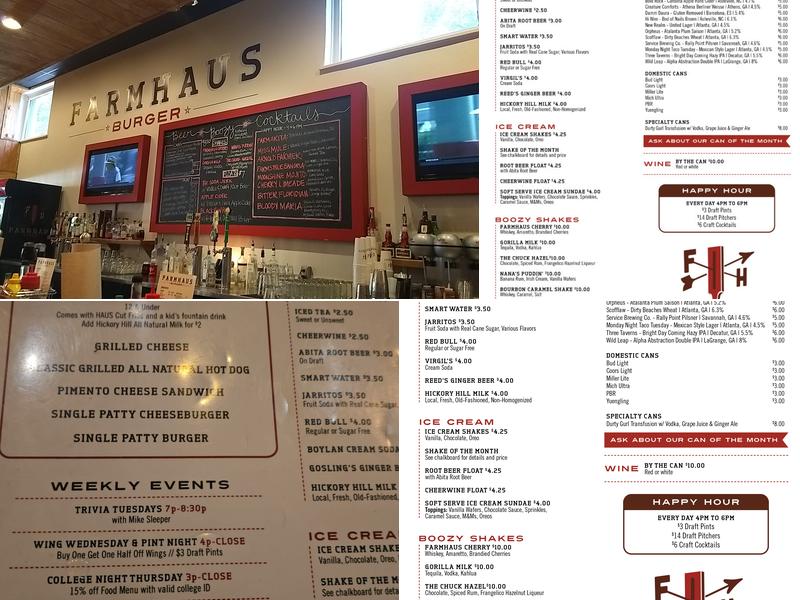 Farmhaus Burger Menu