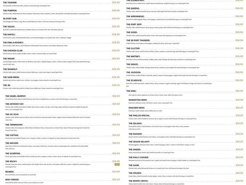 Se-port Delicatessen Menu