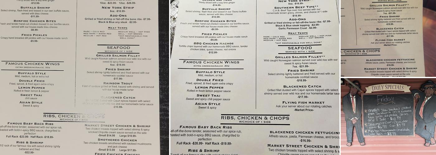 Tbonz Steakhouse of Augusta Menu
