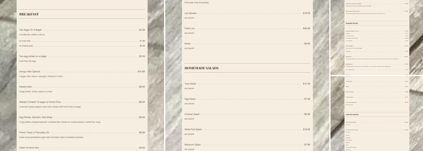 Bagel Cafe Menu
