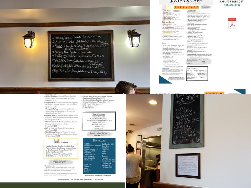 Javier's Cafe Menu