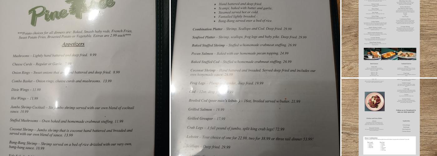 Pine Tree Supper Club Menu