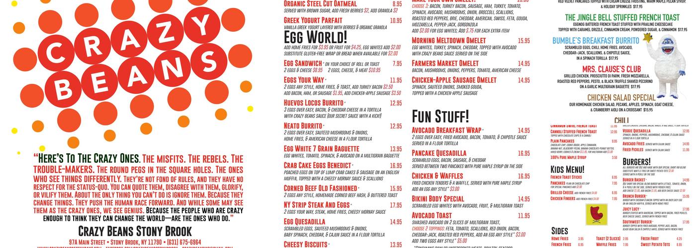 Crazy Beans Menu