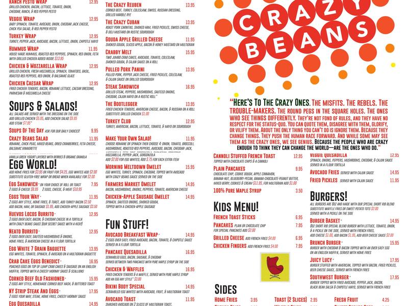 Crazy Beans Menu