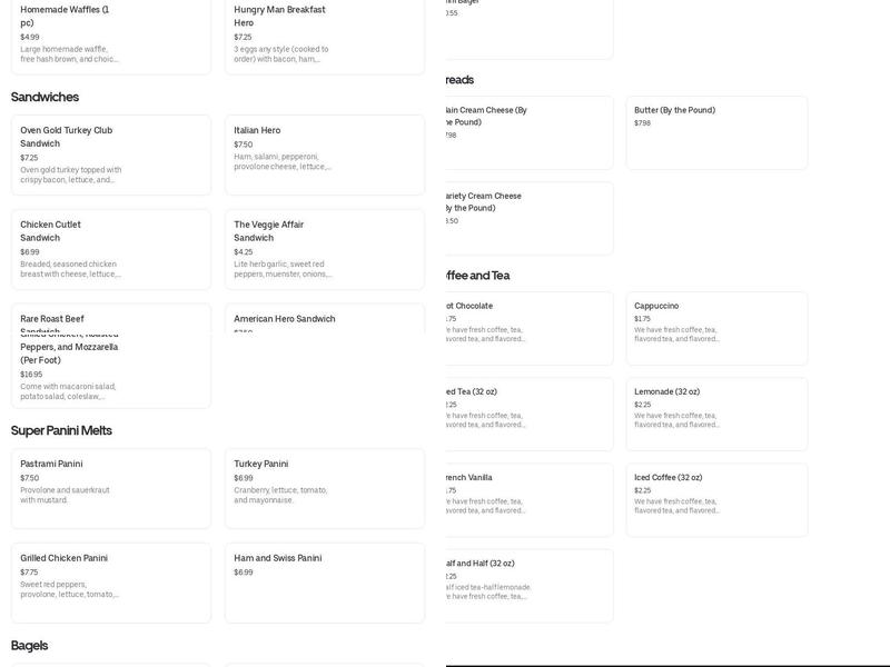 Brooklyn Bagels & Cafe Inc Menu