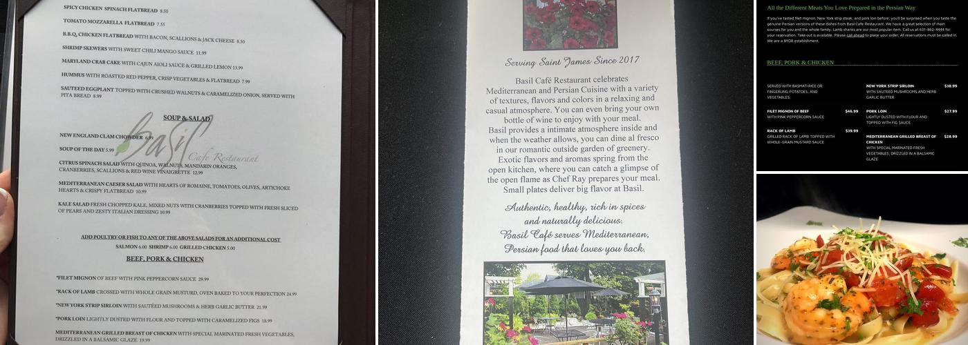 Basil Cafe Restaurant Menu