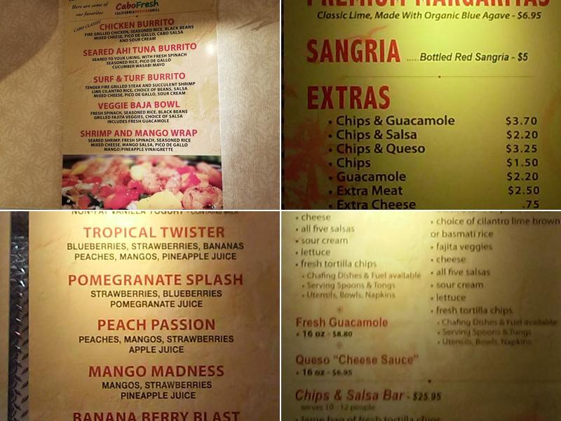 Cabo Fresh Menu