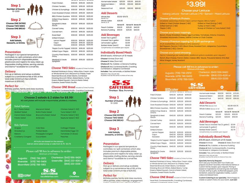 S & S Cafeteria Menu