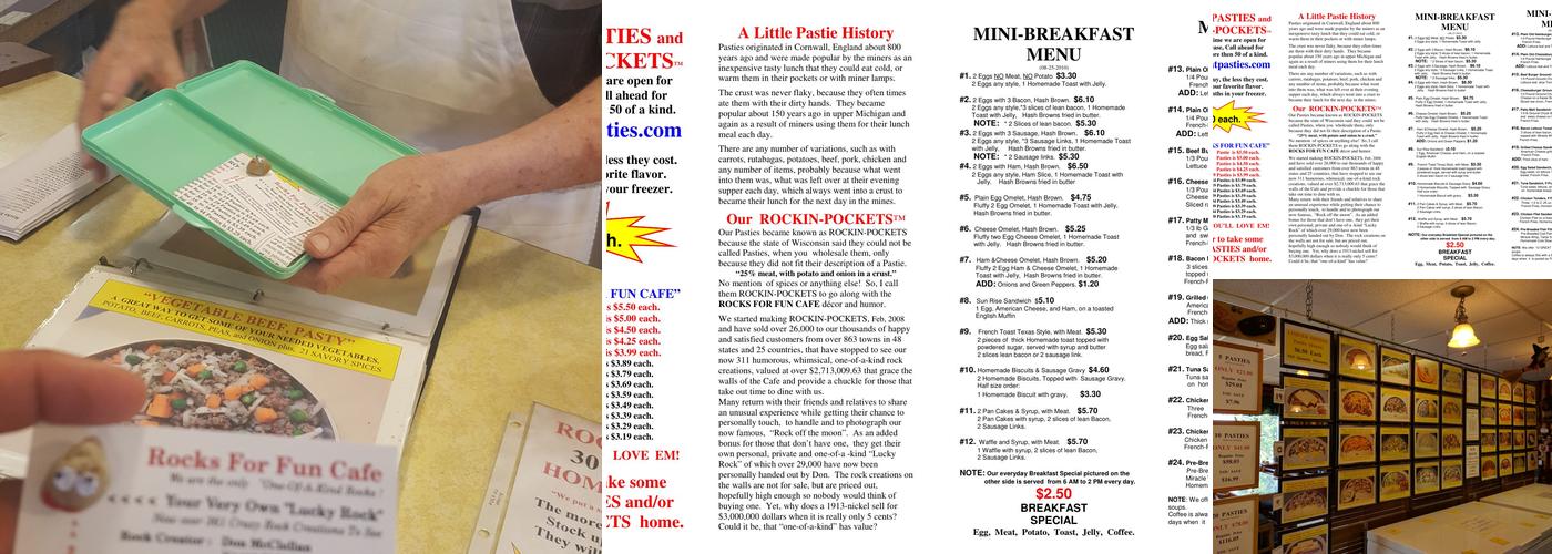 Rocks For Fun Cafe Menu