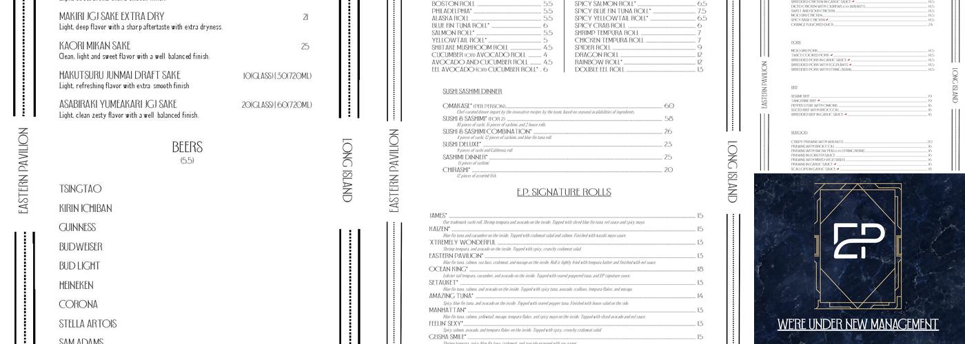 Eastern Pavilion Menu
