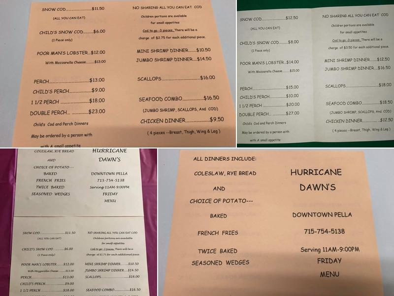 Hurricane Dawn's Menu