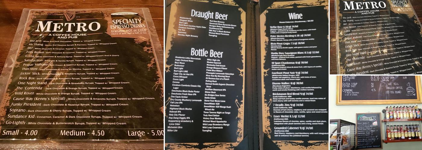 Metro Coffee House Menu