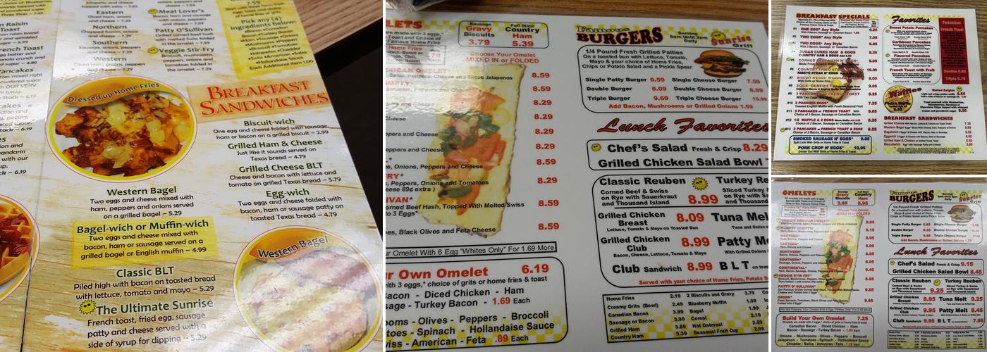 Sunrise Grill Menu